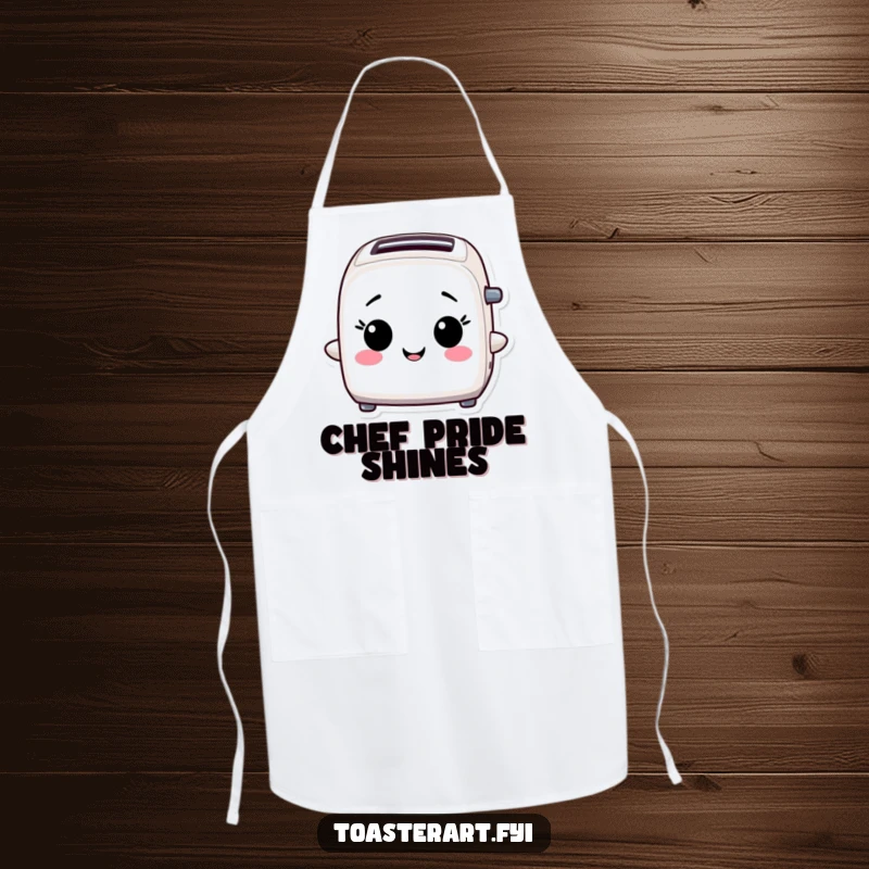 Funny Apron: A toaster character beams with pride, ready to serve up delicious victory.