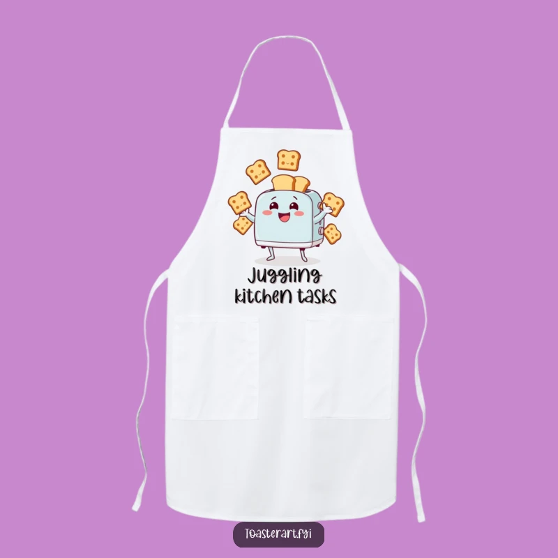 Funny Juggling Toaster Apron - Kitchen Character Attire for Humorous Chefs
