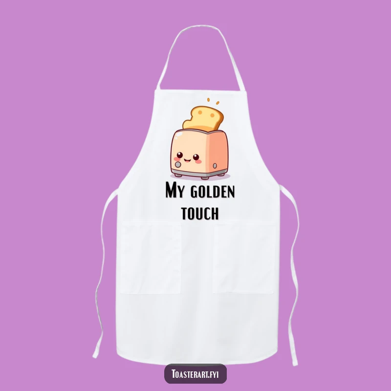 Funny Toaster Apron, Golden Toast Smile, Kitchen Fun Wear