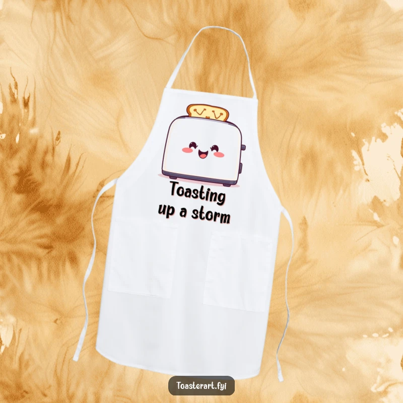 Funny Toaster Apron: A cheerful toaster creates colorful toast designs, bringing artistic fun to kitchen tasks.