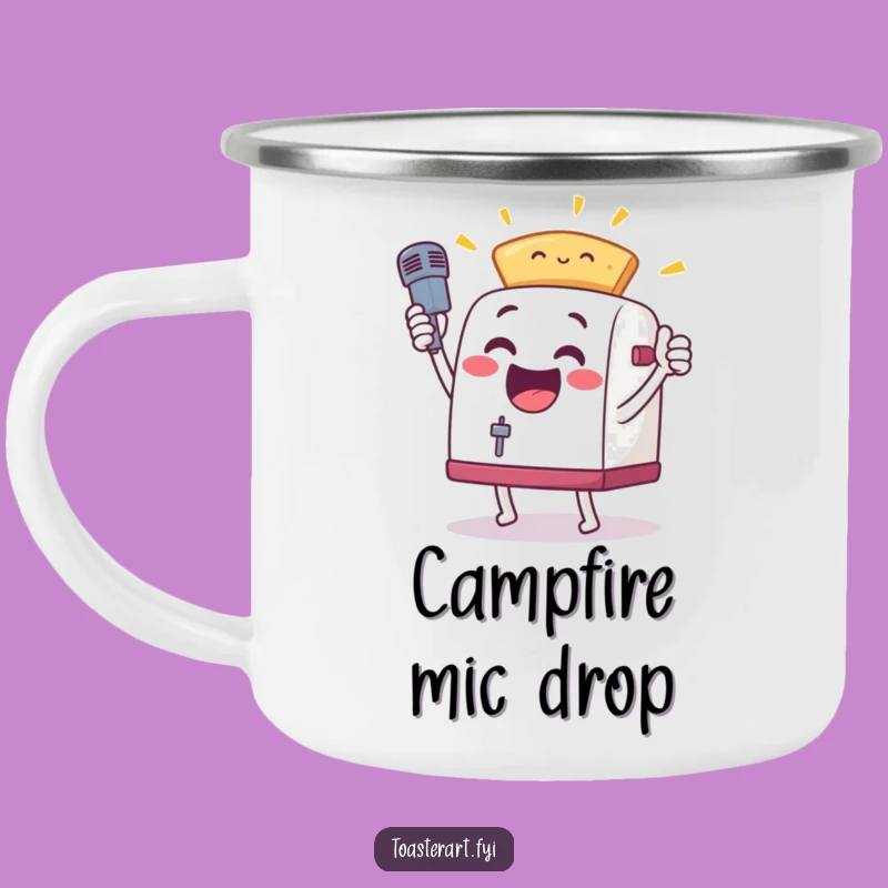 Funny Toaster Mic Drop Camping Mug - Your Champion Companion for Outdoor Success