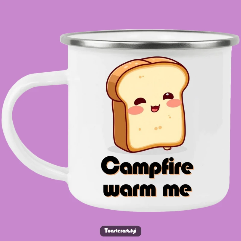 Funny Blushing Bread Camping Mug - Durable Character for Comical Campfire Moments