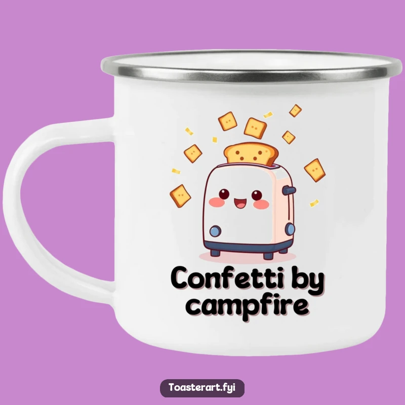 Funny Toaster Confetti Camping Mug, Toast Celebration, Outdoor Party