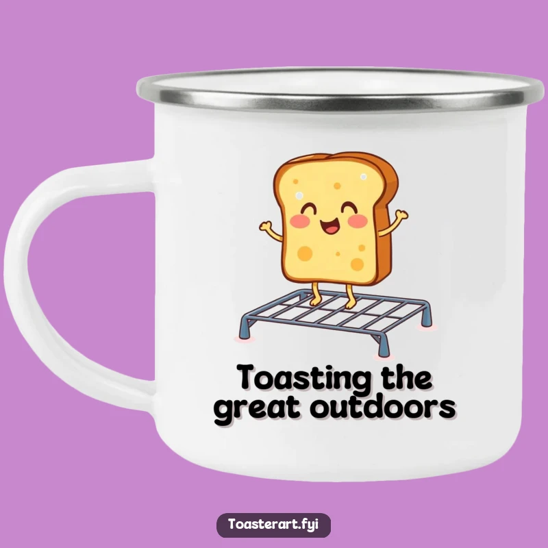 Funny Cheerful Toast Jig Camping Mug: Breakfast Beats Outdoors