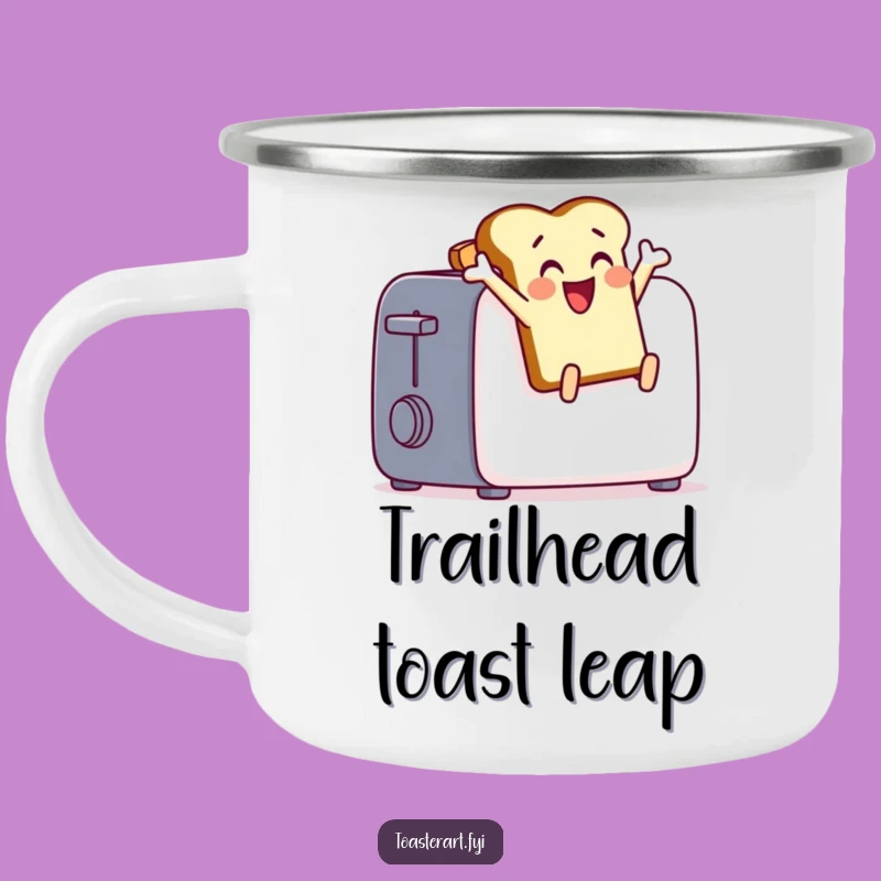 Funny Toast Leap Camping Mug: Adventure Fuel with Hilarious Breakfast Energy