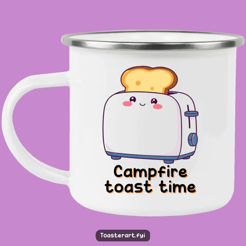 Funny Toast Pop Camping Mug: Giggling Character for Breakfast Adventures