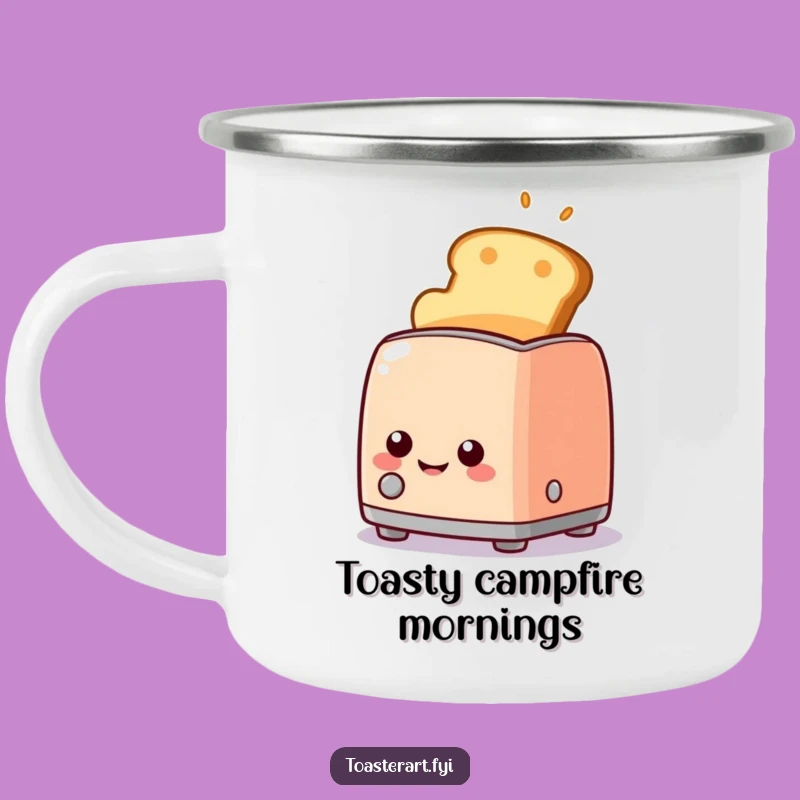 Funny Toaster Camping Mug, Golden Toast Smile, Outdoor Breakfast