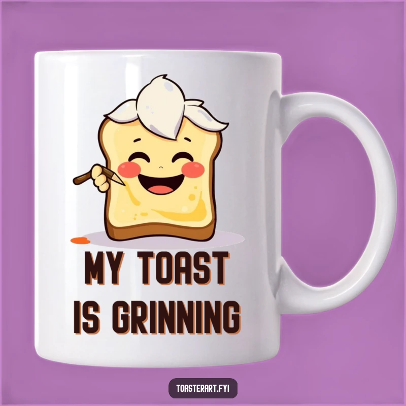 Funny Art Brush Toast Mug: Joyful Character Painting Smiles, Perfect Gift!