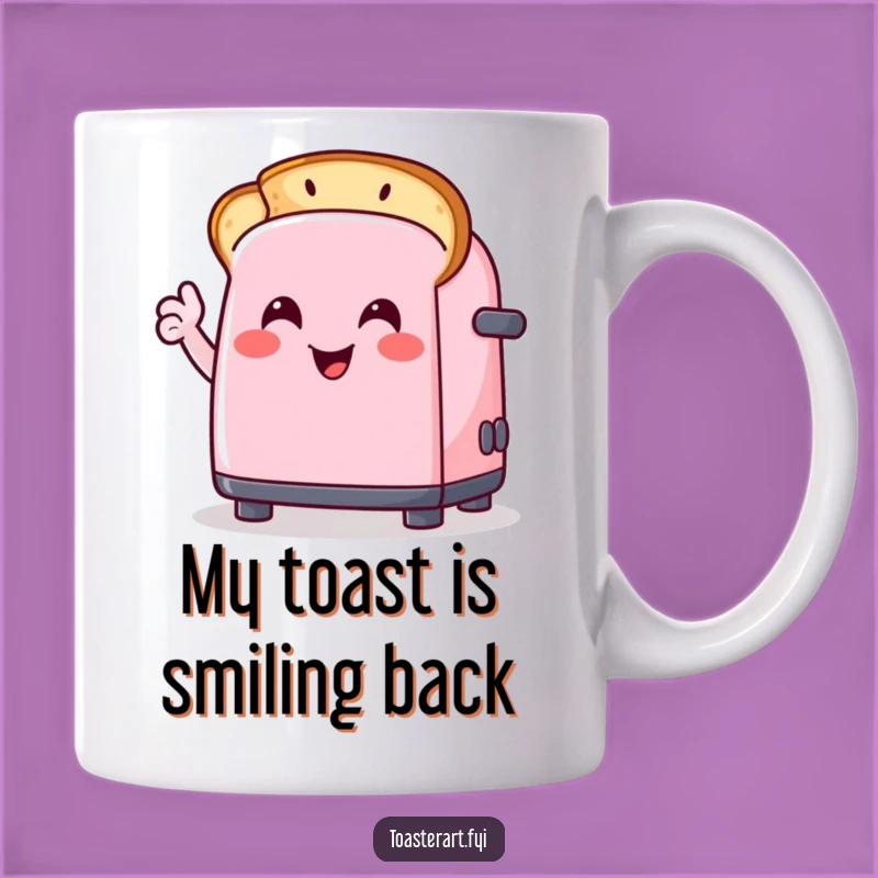 Funny Toaster Art Mug: Happy Toaster Character Drawing Smiley Toast Funny Gift