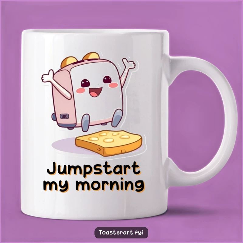 Funny Toaster Joy Mug: Leaping Toast Design, Perfect Humorous Gift
