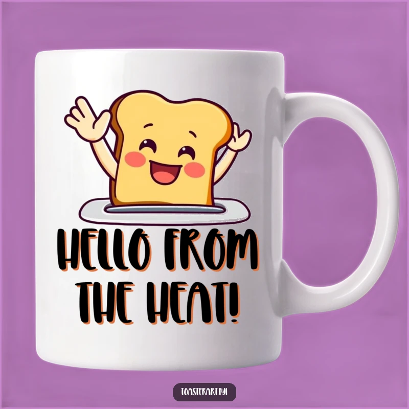 Funny Waving Toast Mug: Cheerful Breakfast Friend Funny Gift