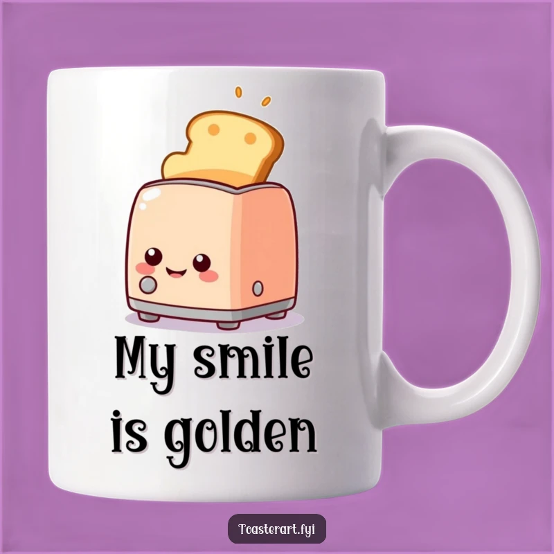 Funny Happy Toaster Mug, Golden Toast Smile, Perfect Breakfast Gift