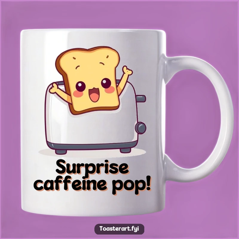 Funny Surprised Toast Mug - Leaping Character from Toaster, Hilarious Gift