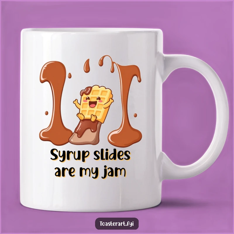 Funny Waffle Syrup Slide Mug: Hilarious Breakfast Treat Gift for Waffle Lovers