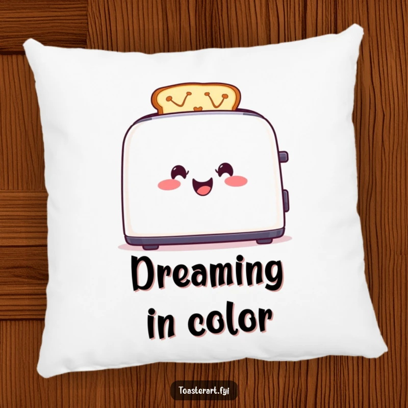 Funny Toaster Pillow: A cheerful toaster creates colorful toast designs, offering soft comfort and artistic humor.