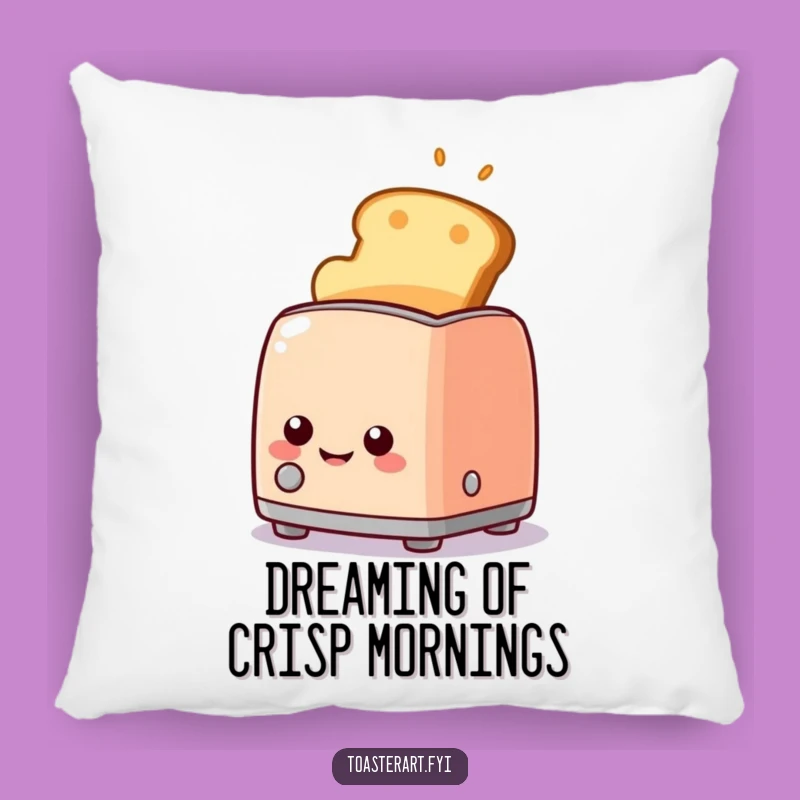Funny Toaster Pillow, Golden Toast Smile, Cozy Breakfast Decor