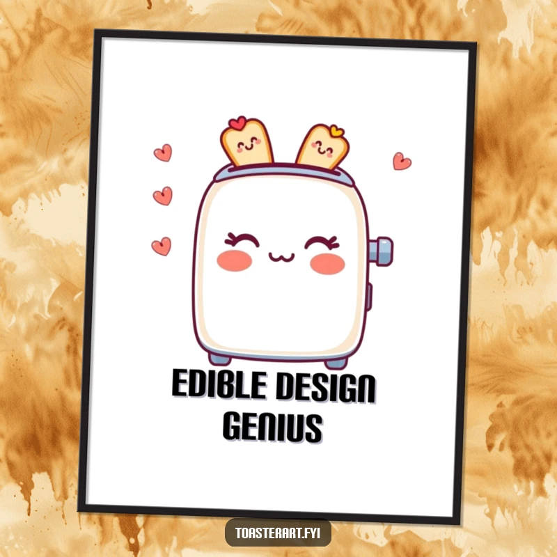 Funny Digital Art Print: A toaster character crafts beautiful edible patterns, turning everyday objects into art.
