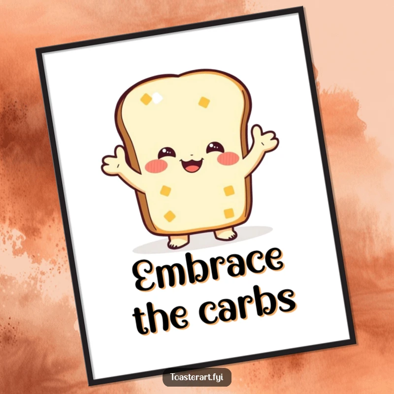 Funny Digital Art Print: A toast character offers a warm, loving hug, adding comfort and cheer to your decor.