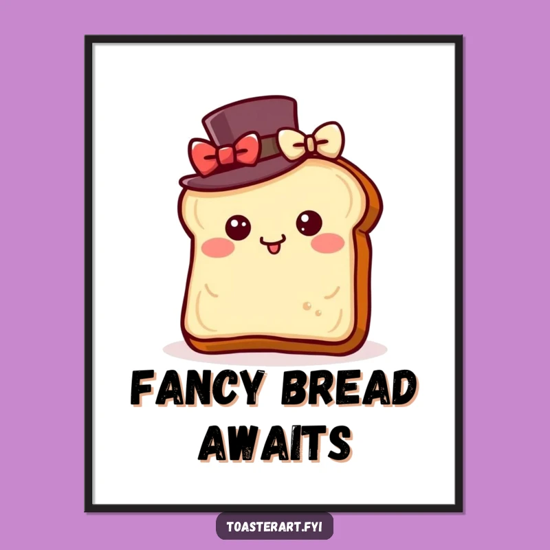 Funny Dapper Toast Digital Art: Elegant Bowing Toast Print Funny Gift