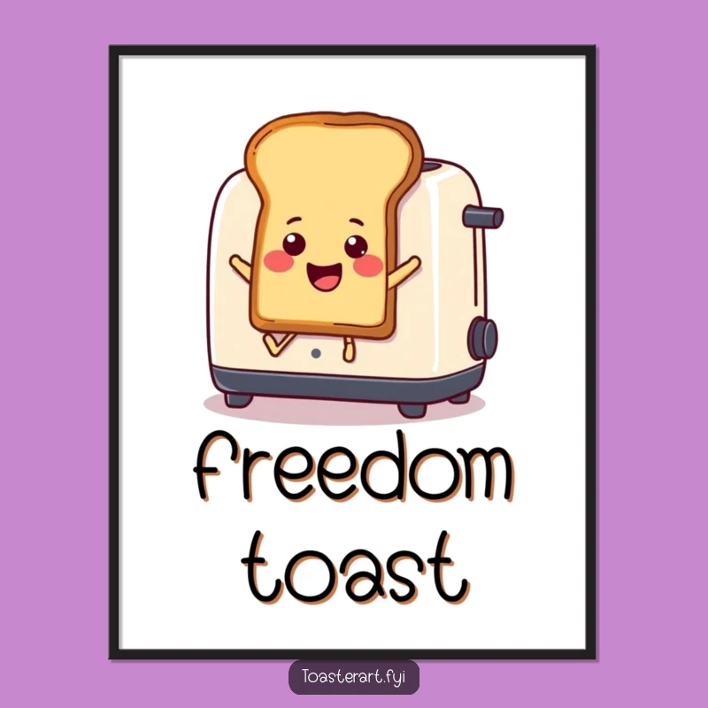 Funny Toast Leap Digital Art: Hilarious Cartoon Toast Popping Out Print