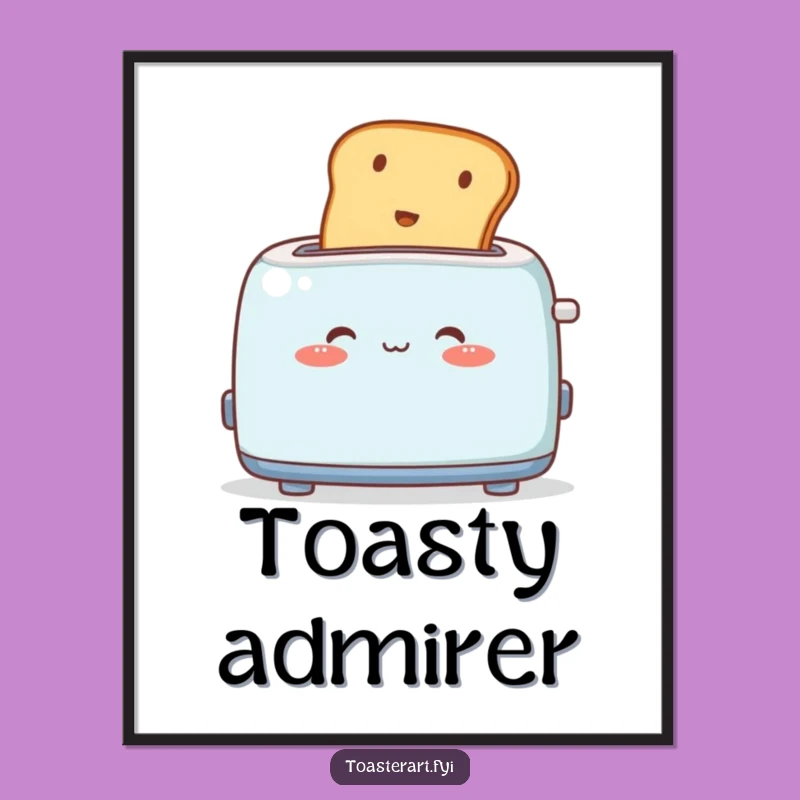 Funny Blushing Toaster Digital Art: Cute Toast Eruption Print