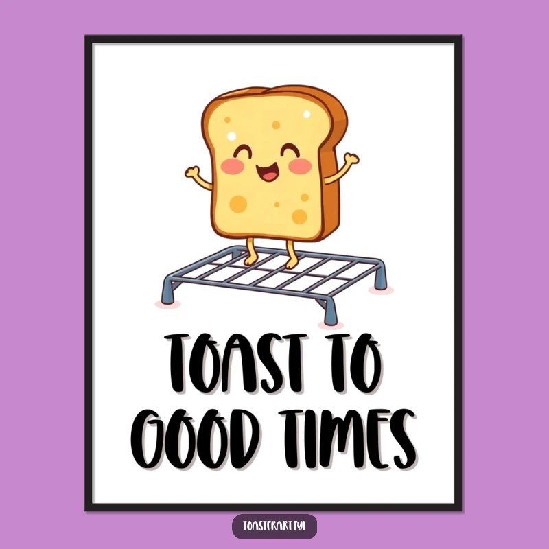 Funny Cheerful Toast Jig Digital Art: Joyful Breakfast Decor