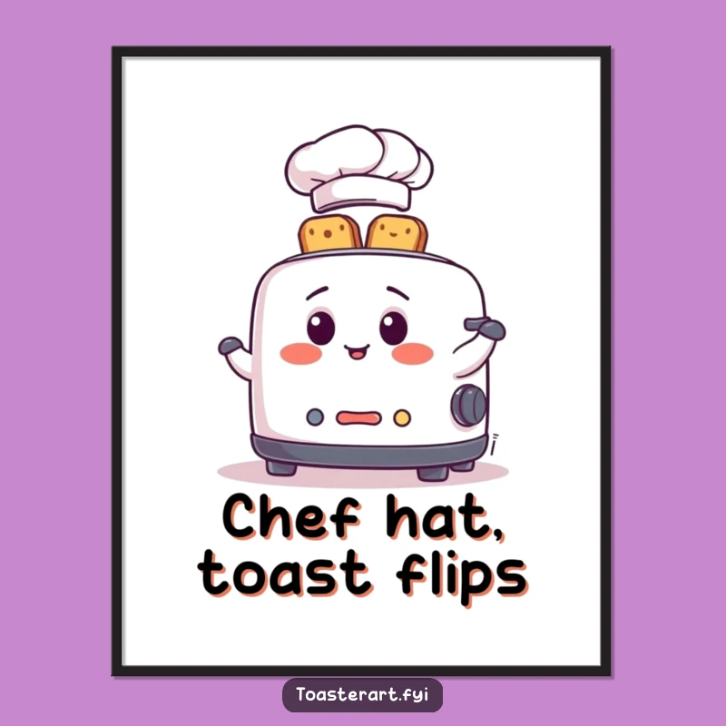 Funny Chef Toaster Art Print: Juggling Toast Design, Framable Humorous Gift