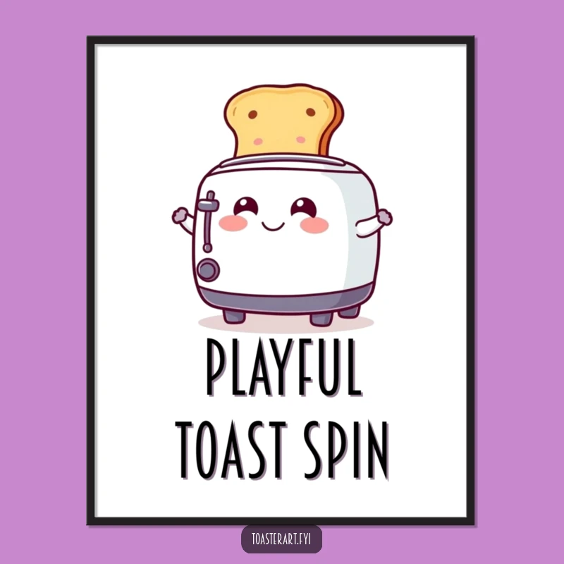 Funny Spinning Toaster Art Print: Playful Toast Design, Framable Humorous Gift