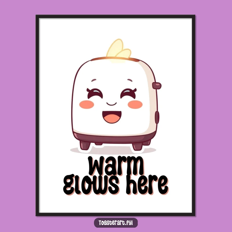 Funny Toaster Glow Digital Art: Friendly Character for Instant Warmth