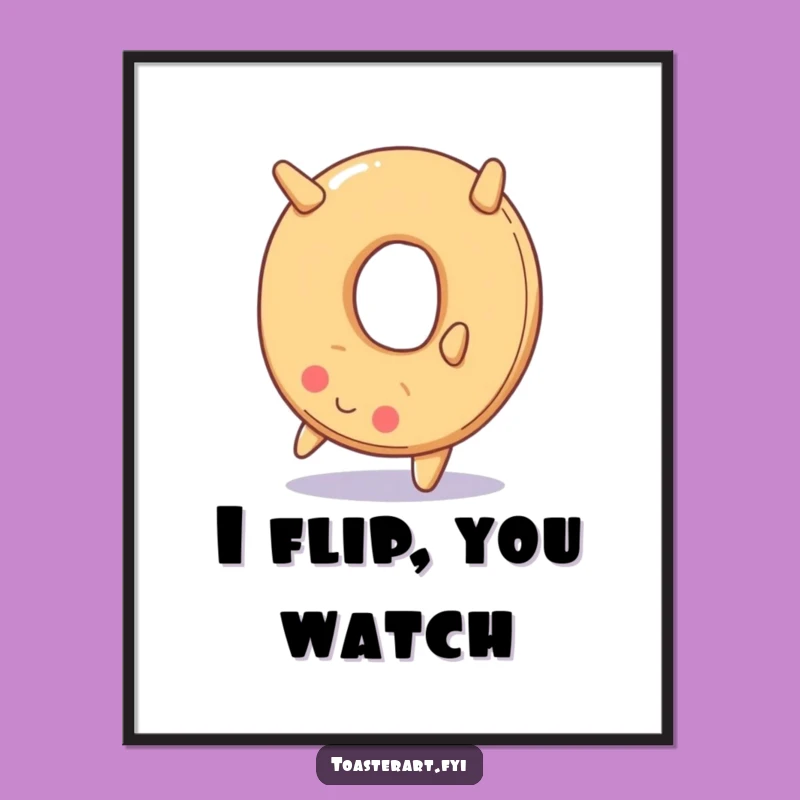 Funny Bagel Somersault Digital Print: Instant Playful Art for Your Walls