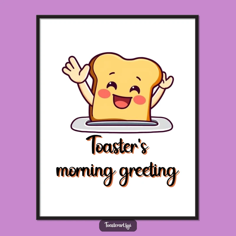 Funny Waving Toast Digital Art: Cheerful Breakfast Character Funny Gift