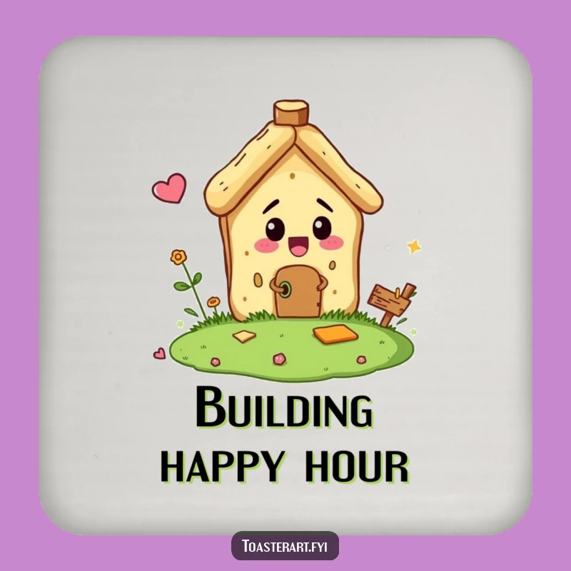 Funny Bread Crumb Builder Coaster - Protect Surfaces with Tiny Humor!