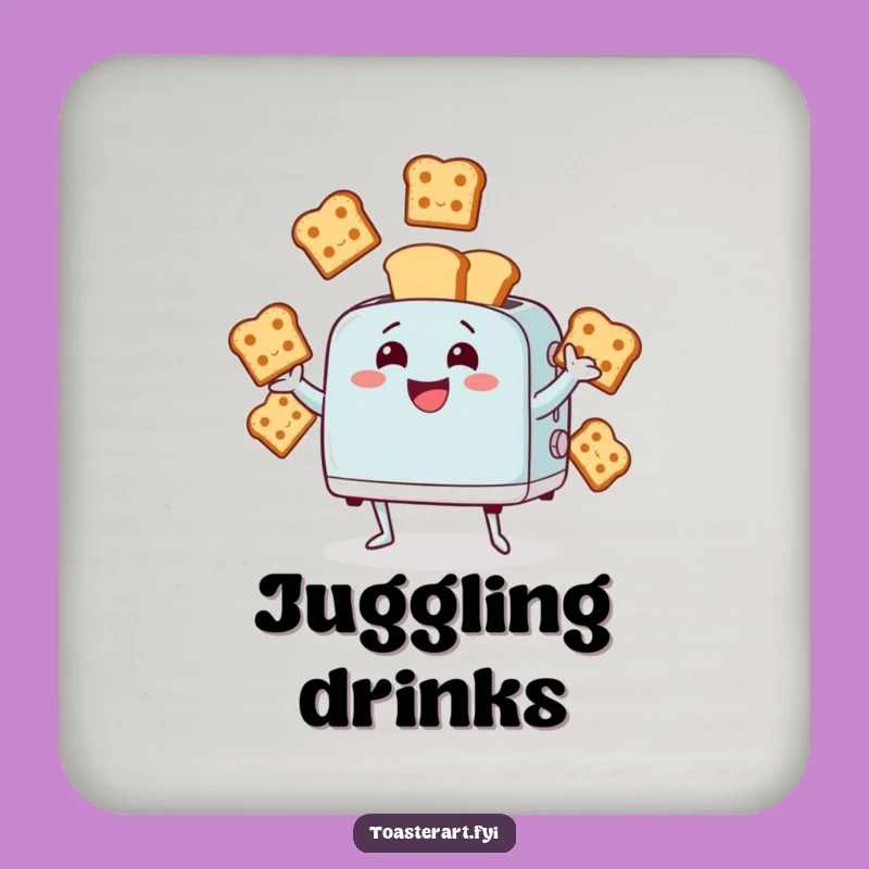 Funny Juggling Toaster Coaster - Giggling Character Protection for Humorous Tables