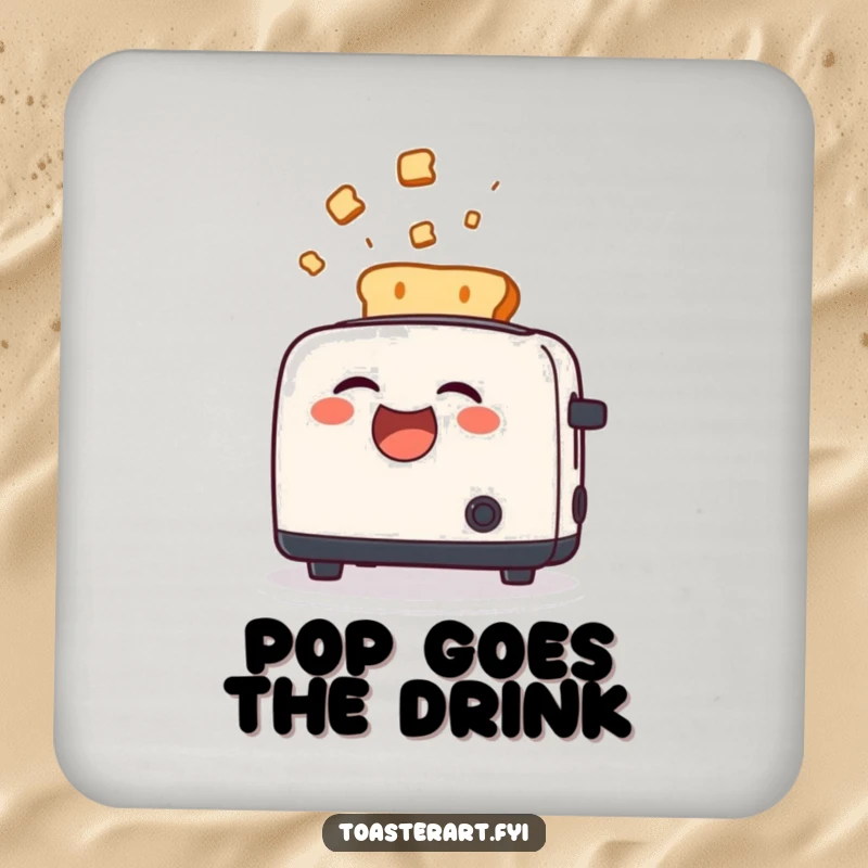 Funny Drink Coaster with a laughing toaster character as toast flies out, adding breakfast humor to tabletops.