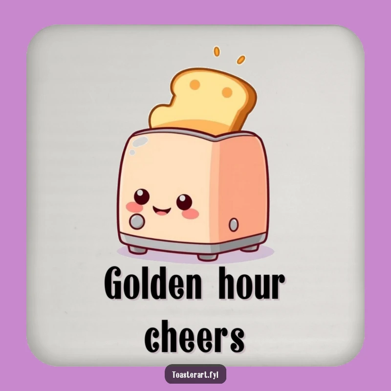 Funny Toaster Drink Coaster, Golden Toast Smile, Table Protection