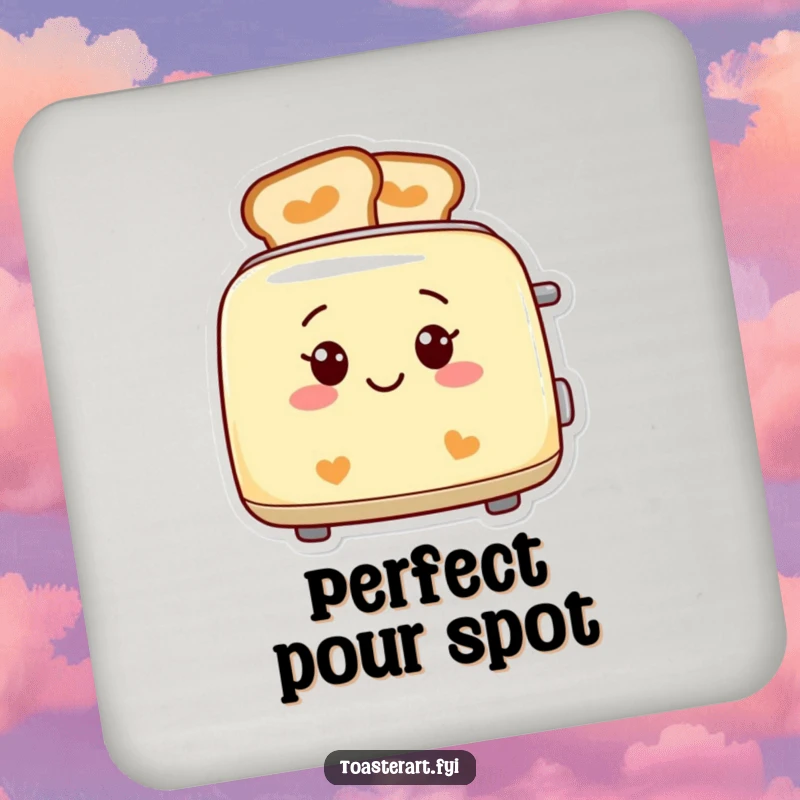 Funny smiling toaster coasters, with perfectly patterned toast, humorous table protection.