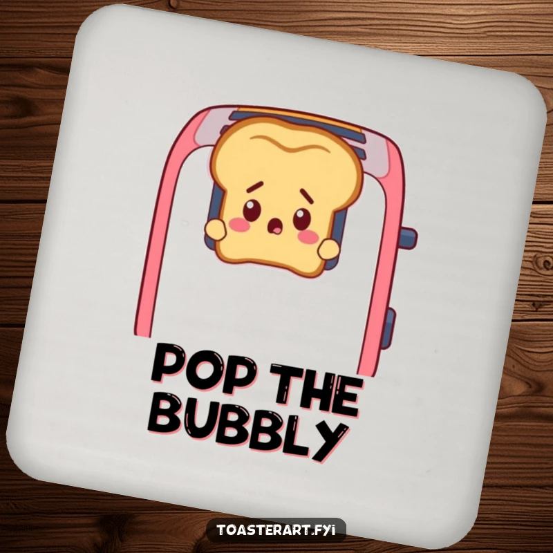Funny Toast Coasters: A startled slice of toast peeks from toaster slots, protecting surfaces with humorous surprise.