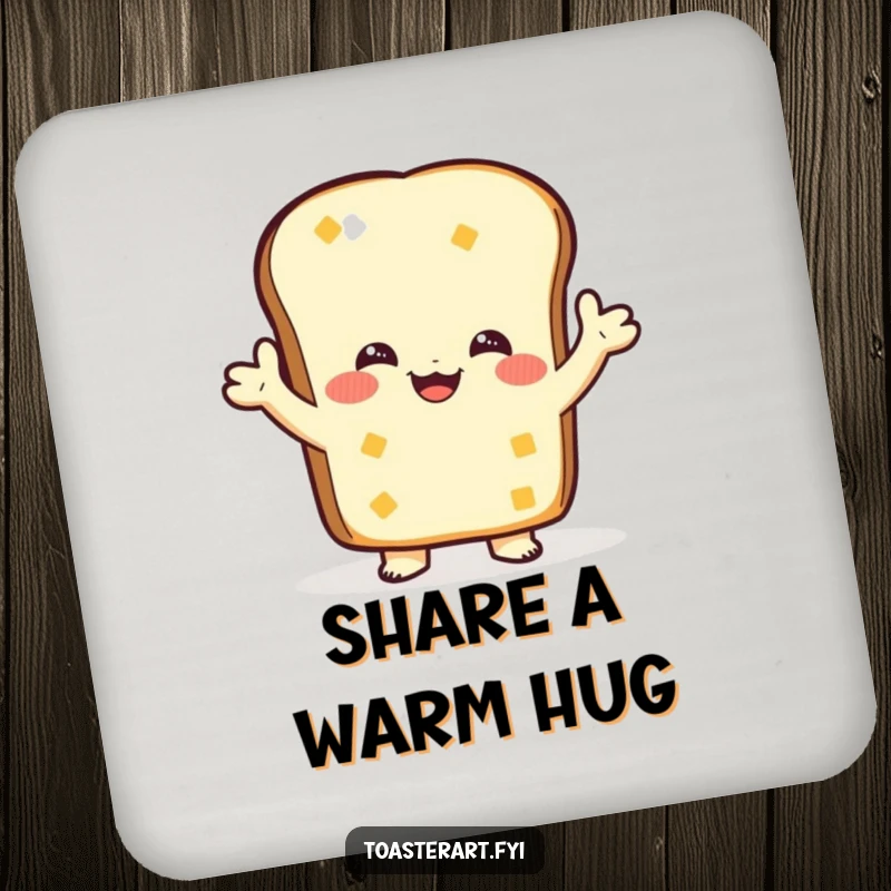 Funny Drink Coasters: A toast character gives a warm embrace, protecting surfaces with adorable charm.