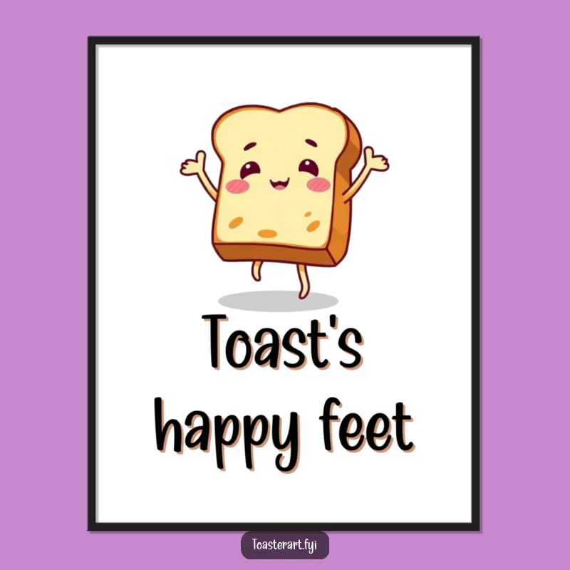 Funny Dancing Toast Art Print - Energetic Breakfast Character Decor