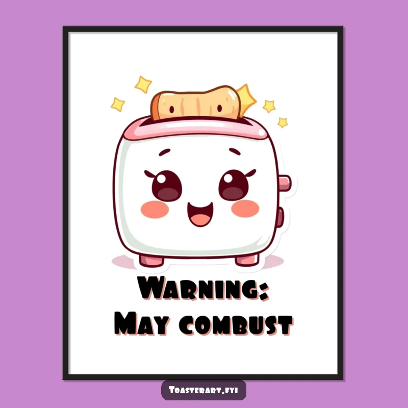 Funny Glowing Toaster Poster: Delighted Character Art, Charming Funny Gift