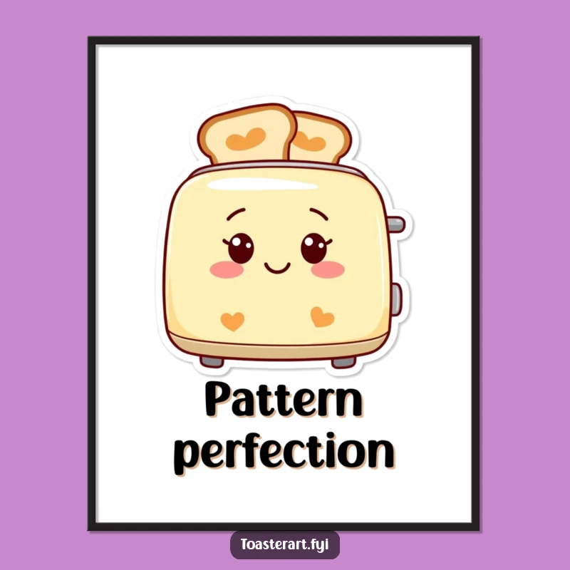Funny Smiling Toaster Poster - Patterned Toast Wall Art Gift