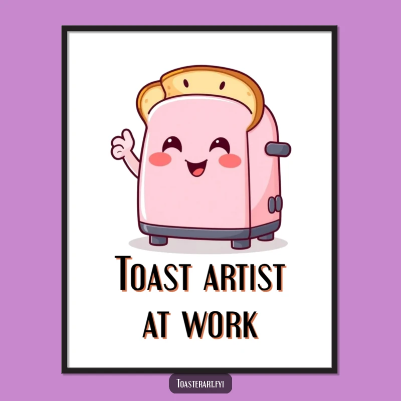 Funny Toaster Art Poster: Happy Character Smiley Toast Wall Art Funny Gift