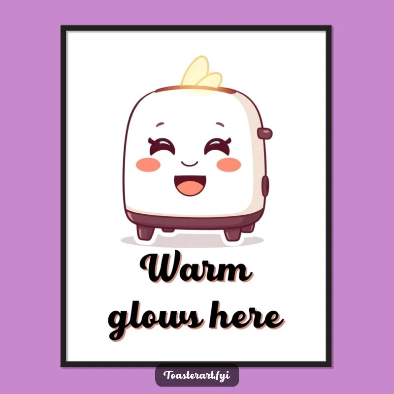 Funny Toaster Glow Poster: Friendly Character Art for Warm Walls