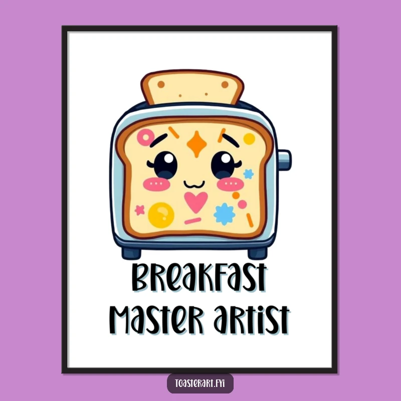 Funny Toaster Toast Art Poster: Playful Character Decor, Hilarious Gift for Walls!