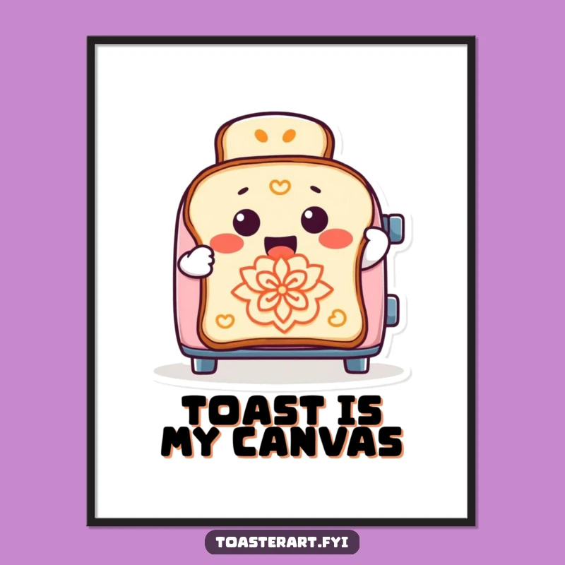 Funny Toaster Toast Design Poster: Whimsical Kitchen Art for Humorous Decor