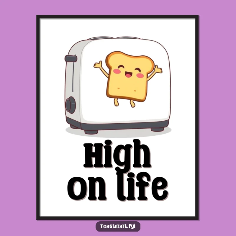 Funny Bouncing Bread Poster: Whimsical Wall Art Gift for Kitchen and Joyful Spaces