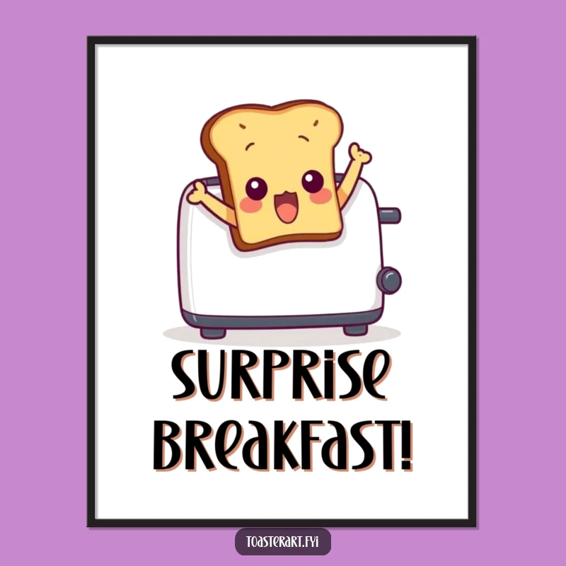 Funny Surprised Toast Poster - Comical Leaping Character Art for Humorous Decor
