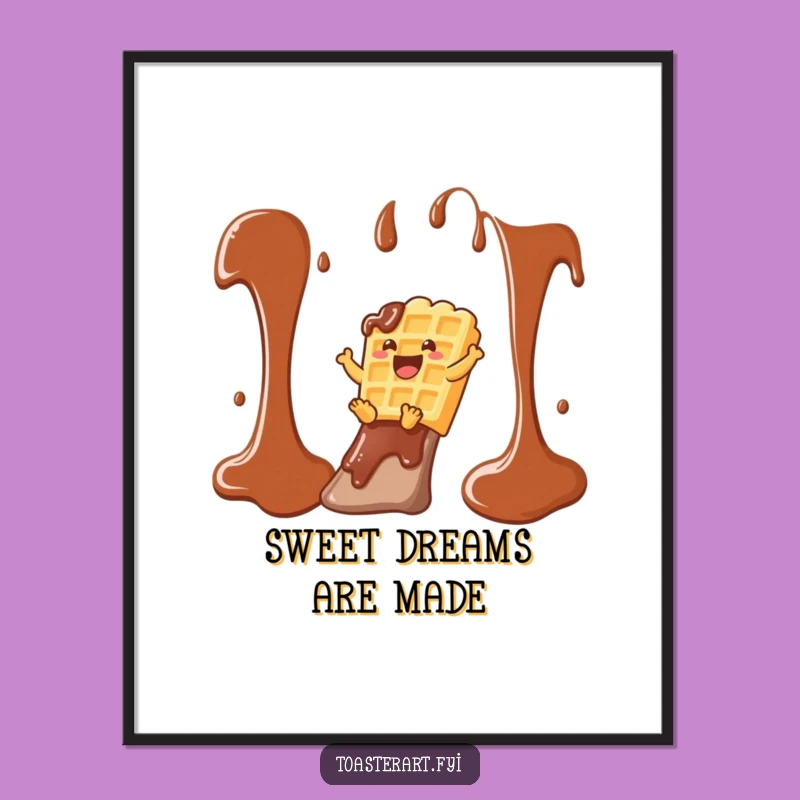 Funny Waffle Syrup Slide Poster: Hilarious Breakfast Wall Art Gift