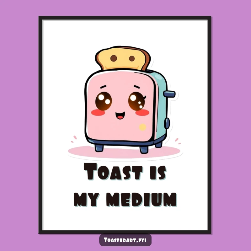 Funny Abstract Toaster Poster: Glowing Eyes Toast Art Wall Decor