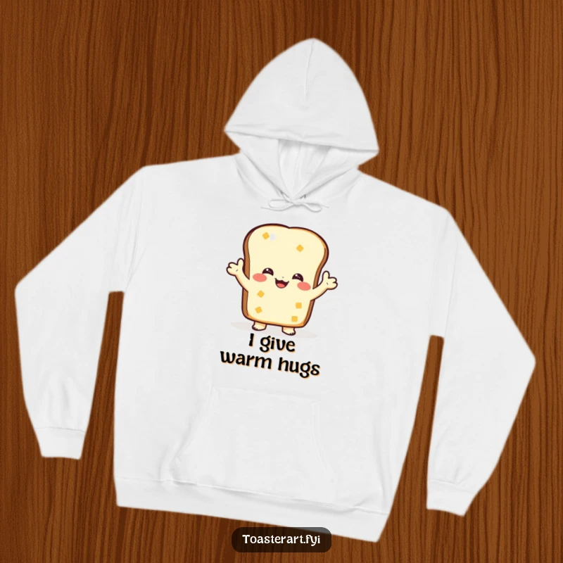 Funny Hoodie: A toast character offers a gentle, warm embrace, perfect for cozying up with love.